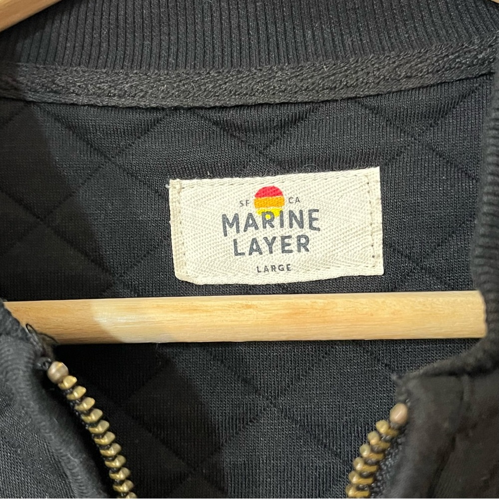 Marine Layer Corbet Black Cropped Quilted Bomber Jacket size Large - Picture 3 of 10